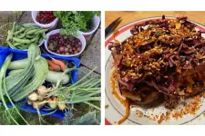 Hemmaodlade grönsaker och matig vegomacka